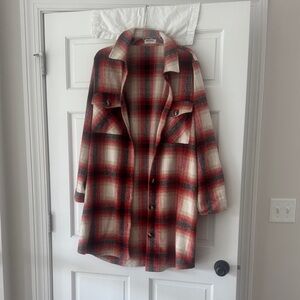Mittoshop Red and Cream Plaid Utility Jacket
